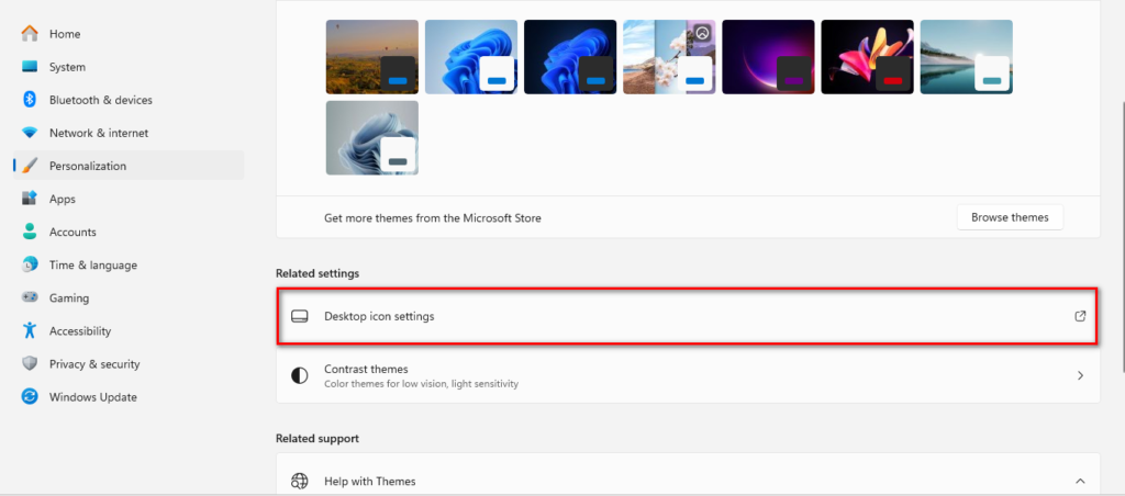 Desktop icon settings